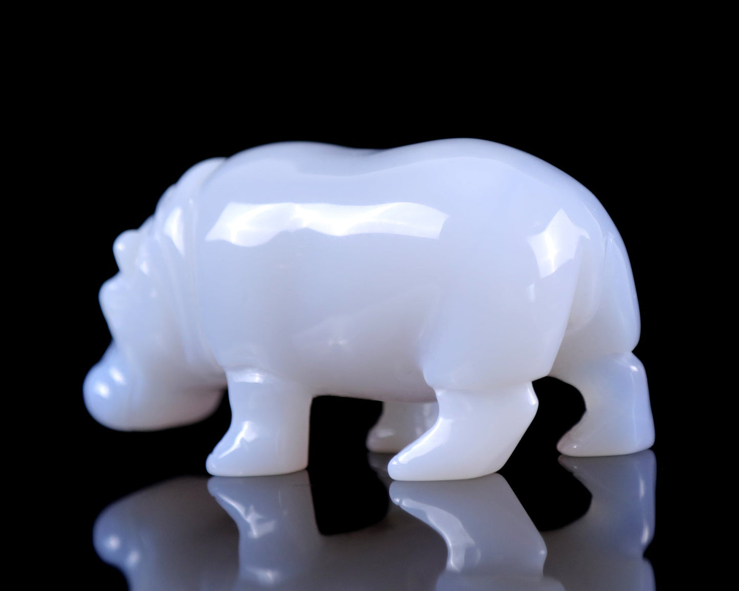 Nicedony 3.9" Blue Chalcedony Hand Carved Crystal Hippo Sculpture - View 26