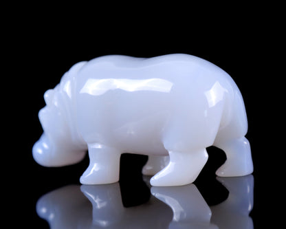 Nicedony 3.9" Blue Chalcedony Hand Carved Crystal Hippo Sculpture - View 26