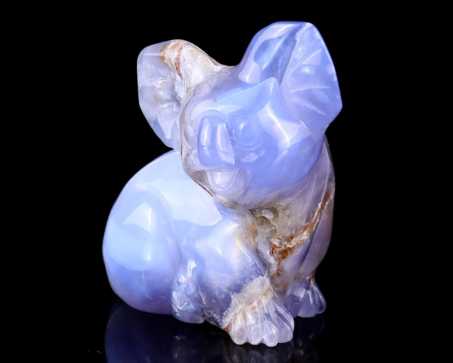 Nicedony 3.9" Blue Chalcedony Hand Carved Crystal Koala Sculpture