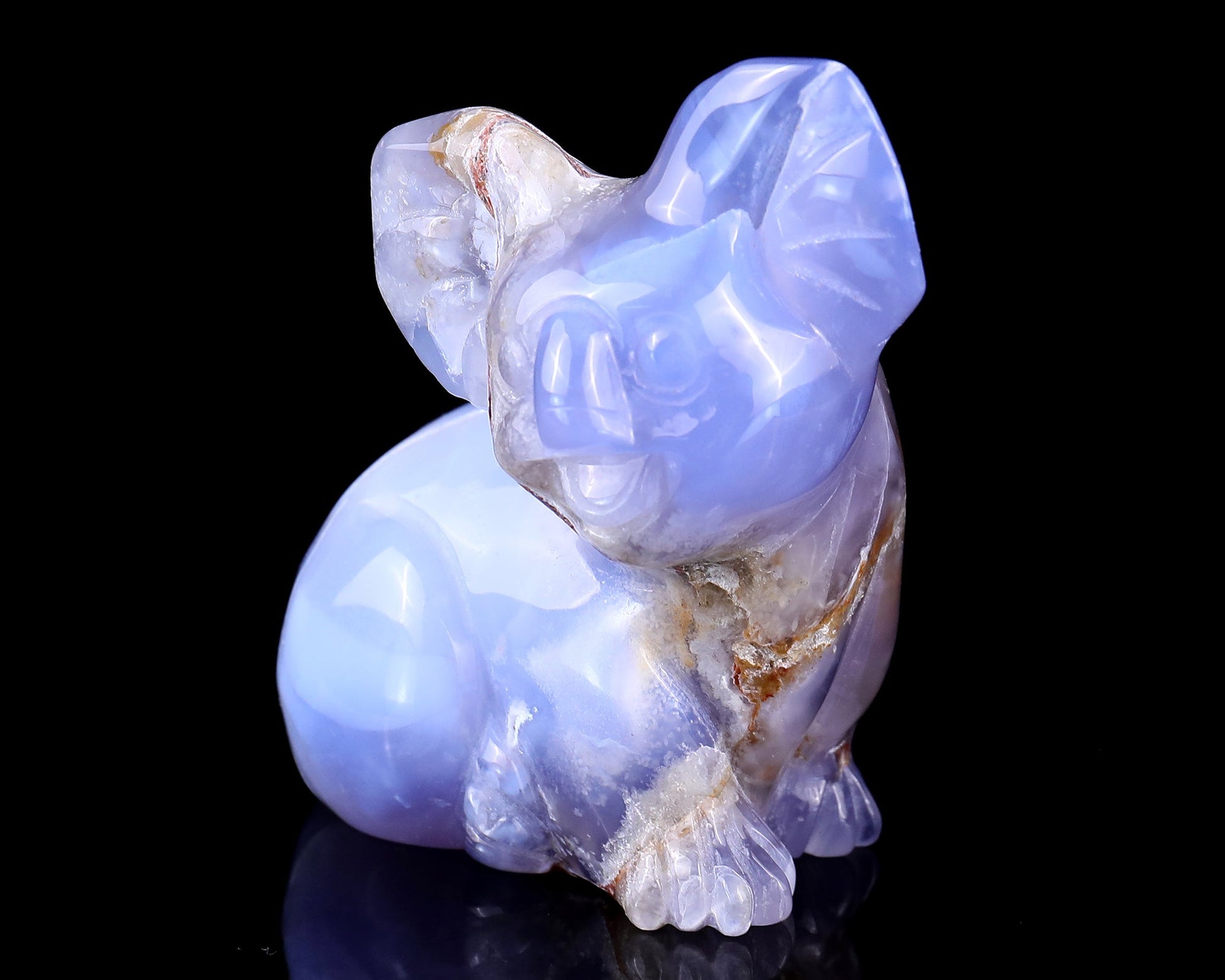 Nicedony 3.9" Blue Chalcedony Hand Carved Crystal Koala Sculpture