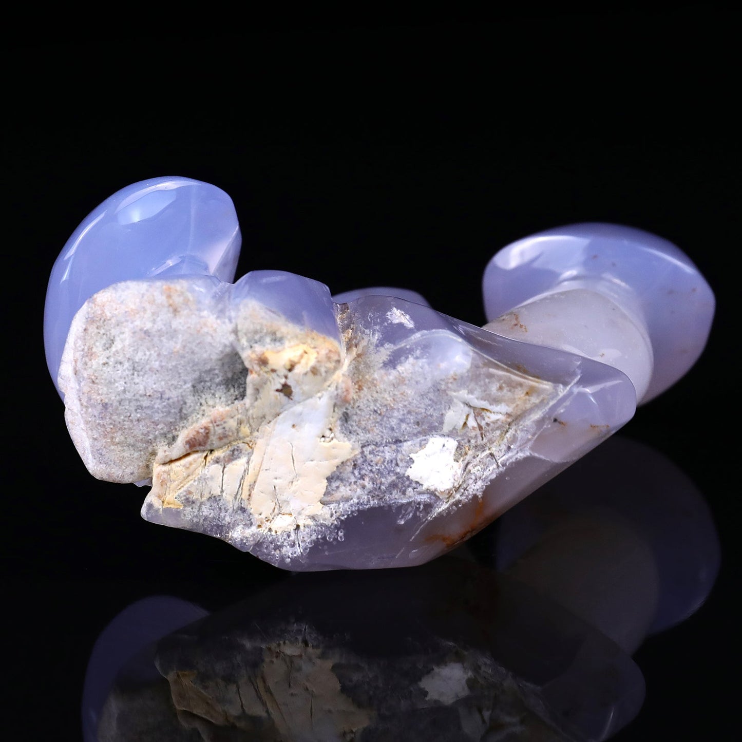 Nicedony 3.9" Blue Chalcedony Hand Carved Crystal Mushrooms Sculpture - View 5
