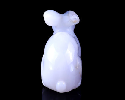 Nicedony 3.9" Blue Chalcedony Hand Carved Crystal Rabbit Sculpture - View 5