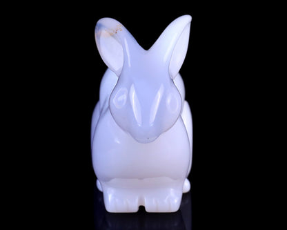 Nicedony 3.9" Blue Chalcedony Hand Carved Crystal Rabbit Sculpture - View 3