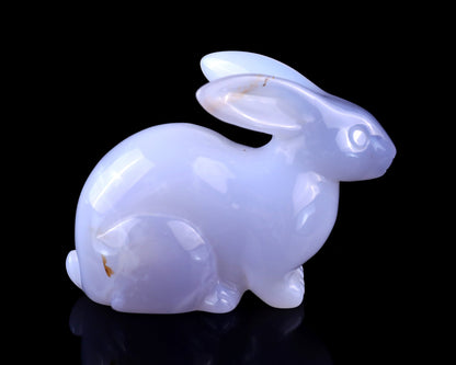 Nicedony 3.9" Blue Chalcedony Hand Carved Crystal Rabbit Sculpture
