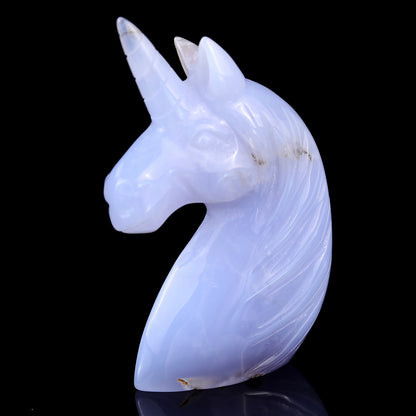 Nicedony 3.9" Blue Chalcedony Hand Carved Crystal Unicorn Sculpture - View 7