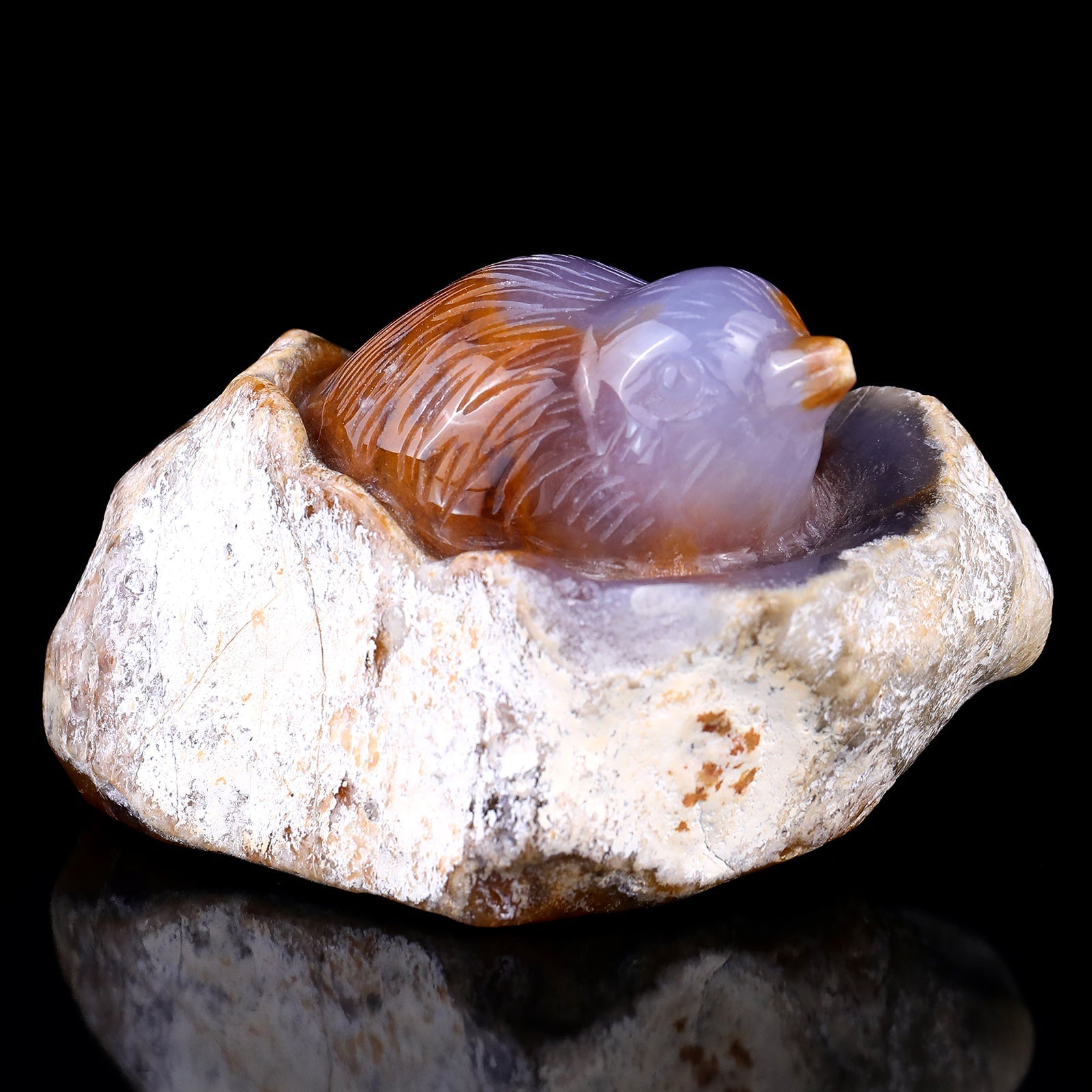 Nicedony 3.9" Chalcedony Hand Carved Crystal Bird Sculpture