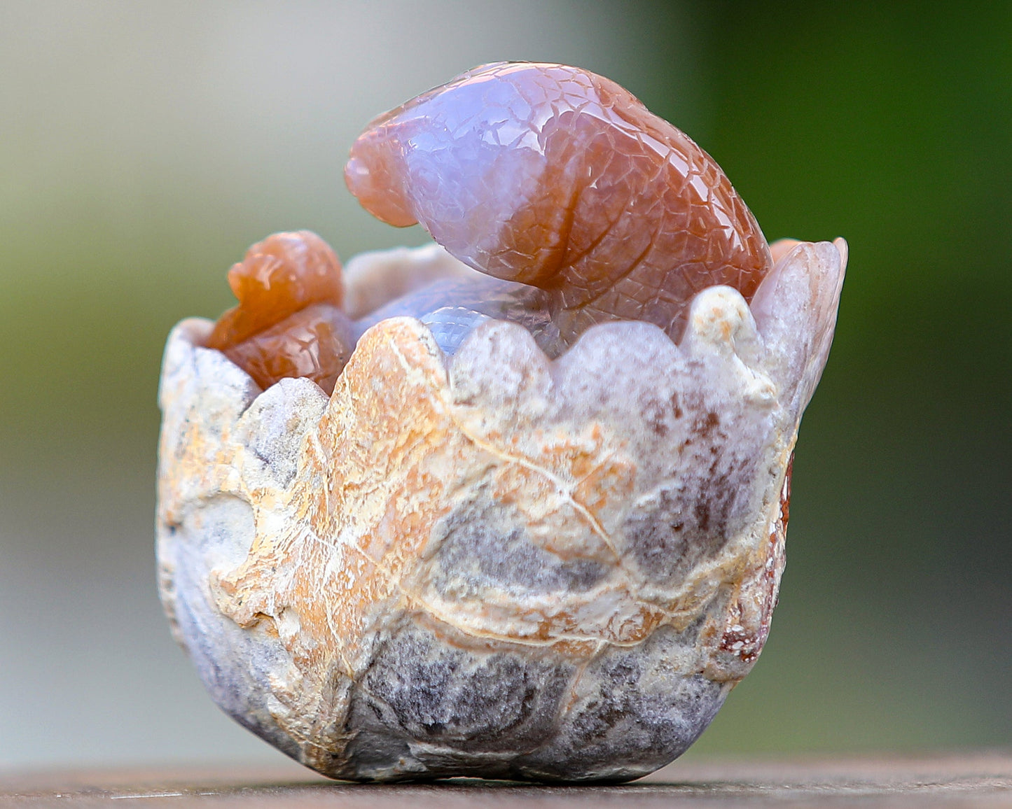Nicedony 3.9" Chalcedony Hand Carved Dinosaur Egg,Dinosaur Baby - View 4