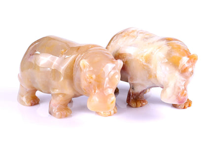 Nicedony 3.9" Chalcedony Hand Carved Crystal Hippo Sculpture - View 8