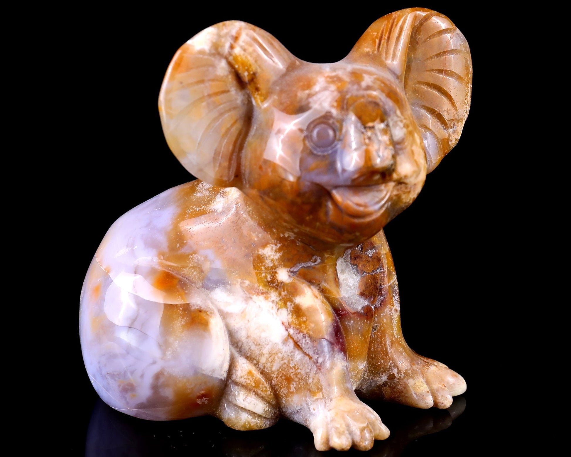 Nicedony 3.9" Chalcedony Hand Carved Crystal Koala Sculpture
