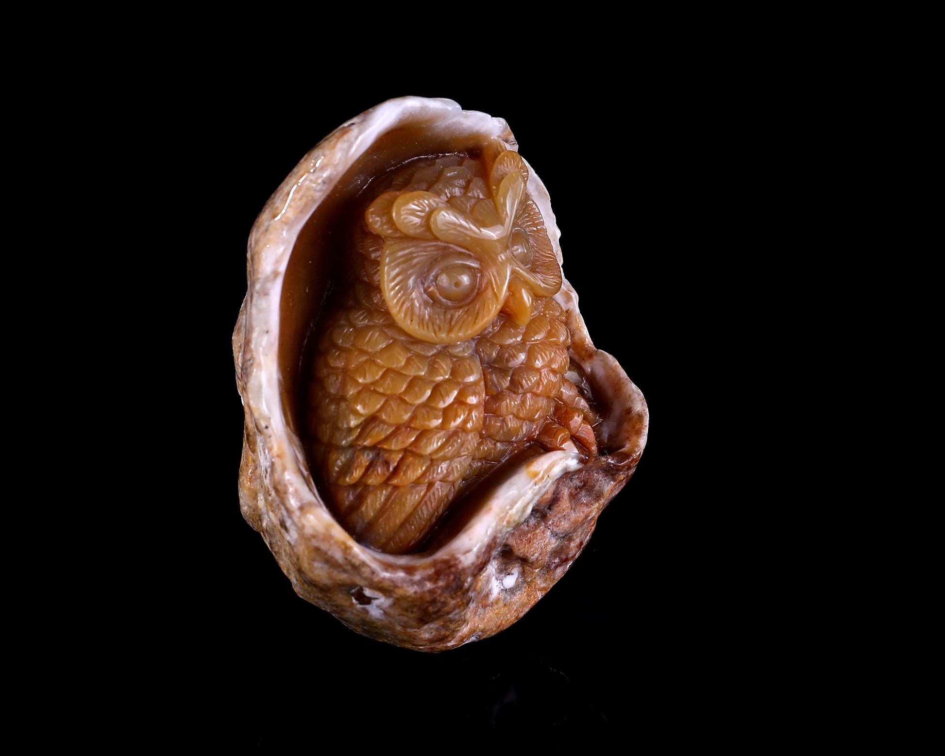 Nicedony 3.9" Chalcedony Hand Carved Crystal Owl Sculpture - View 2
