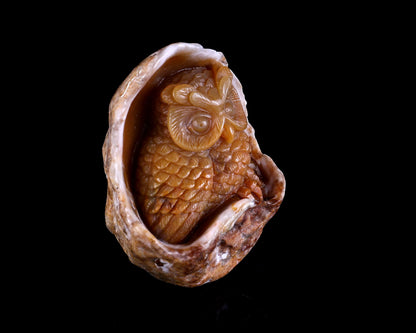 Nicedony 3.9" Chalcedony Hand Carved Crystal Owl Sculpture - View 2