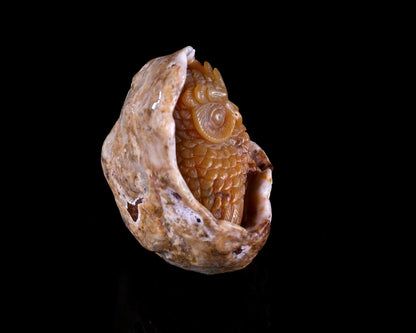 Nicedony 3.9" Chalcedony Hand Carved Crystal Owl Sculpture - View 3