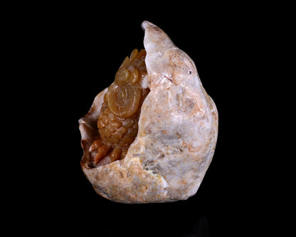 Nicedony 3.9" Chalcedony Hand Carved Crystal Owl Sculpture - View 5