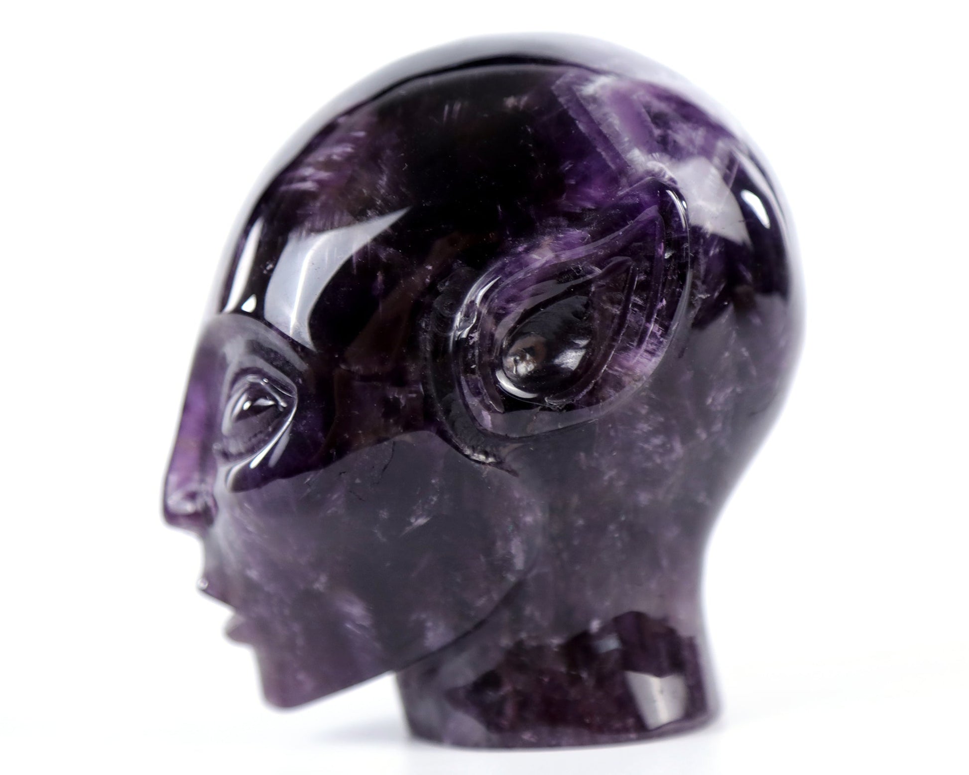 Nicedony 3.9" Dream Amethyst Agate Hand Carved Elf Alien Sculpture - View 7