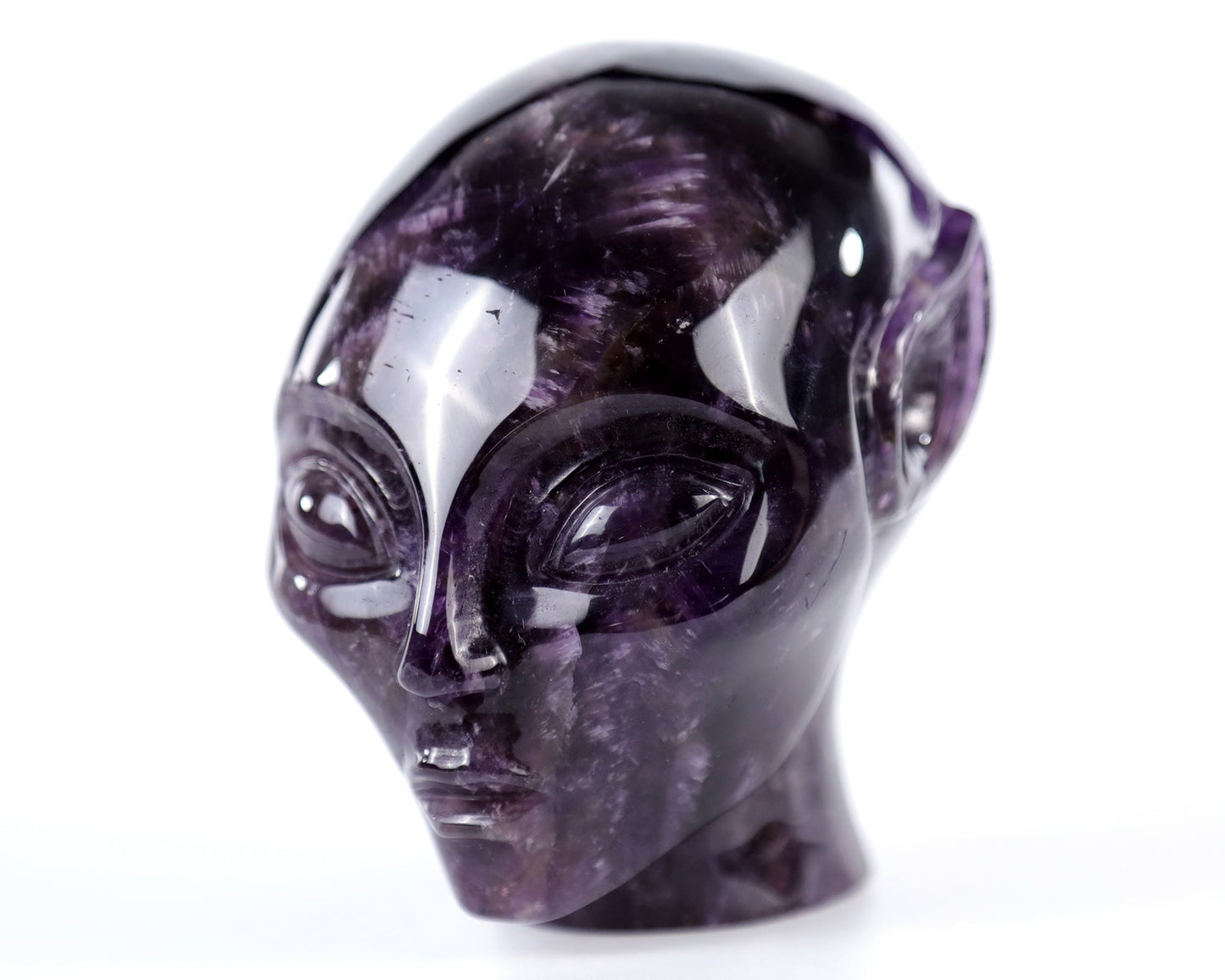 Nicedony 3.9" Dream Amethyst Agate Hand Carved Elf Alien Sculpture - View 4