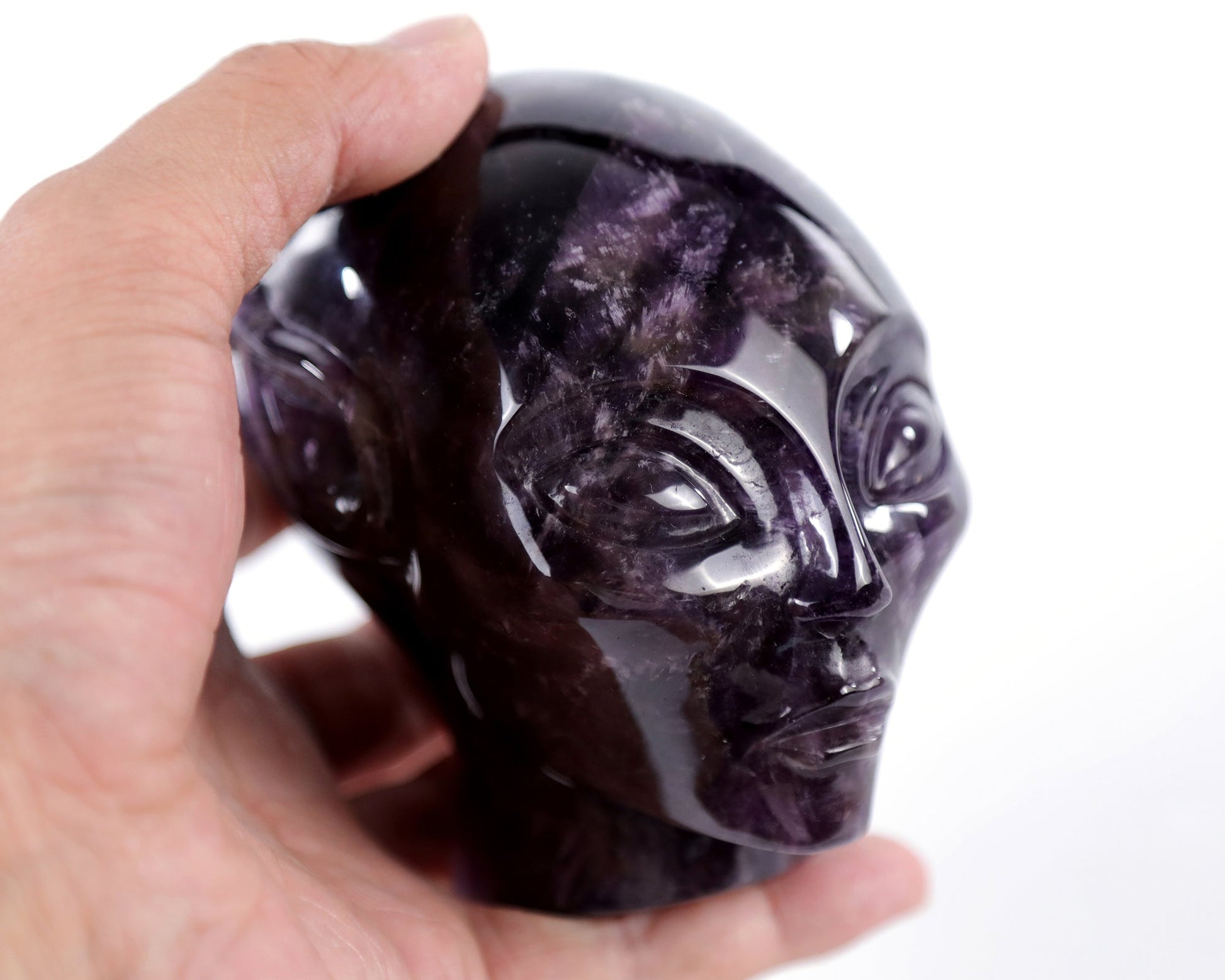 Nicedony 3.9" Dream Amethyst Agate Hand Carved Elf Alien Sculpture - View 2