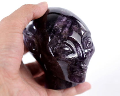 Nicedony 3.9" Dream Amethyst Agate Hand Carved Elf Alien Sculpture - View 2