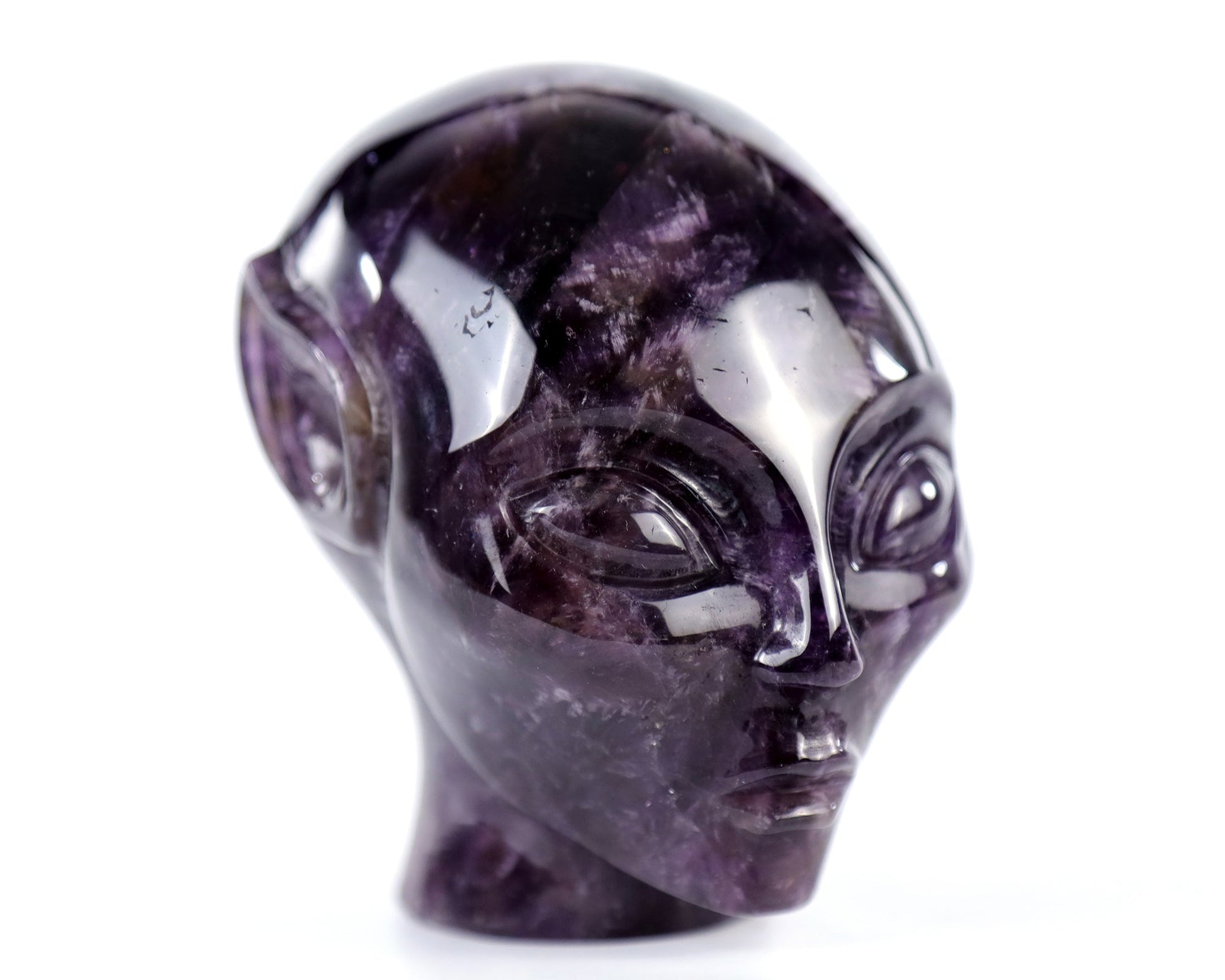Nicedony 3.9" Dream Amethyst Agate Hand Carved Elf Alien Sculpture