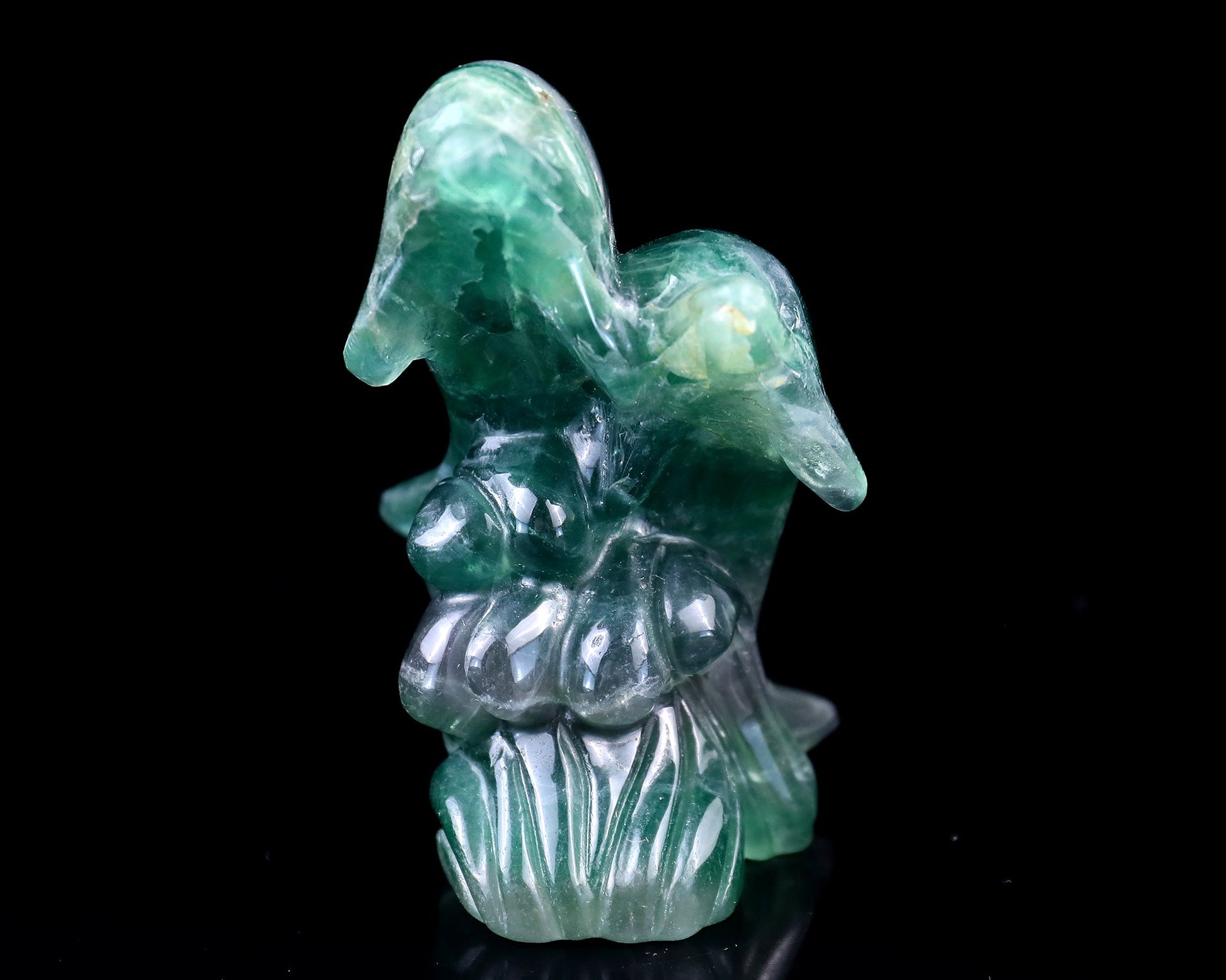 Nicedony 3.9" Fluorite Hand Carved Crystal Dolphins Sculpture - View 2