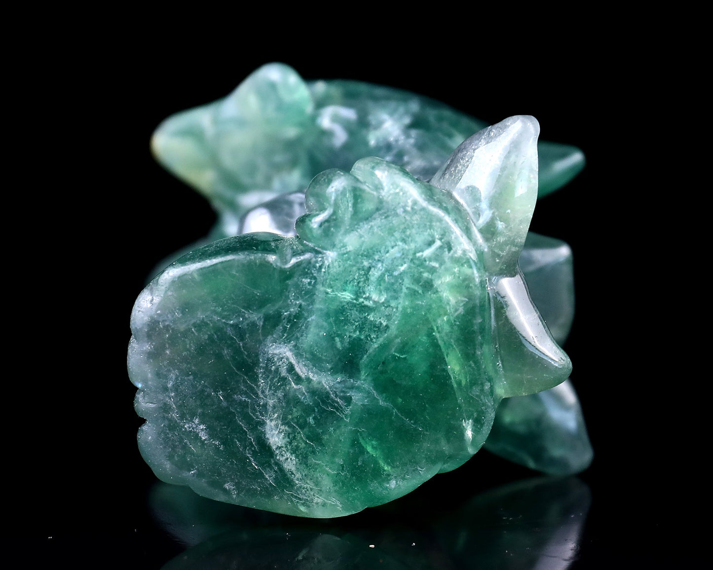 Nicedony 3.9" Fluorite Hand Carved Crystal Dolphins Sculpture - View 6