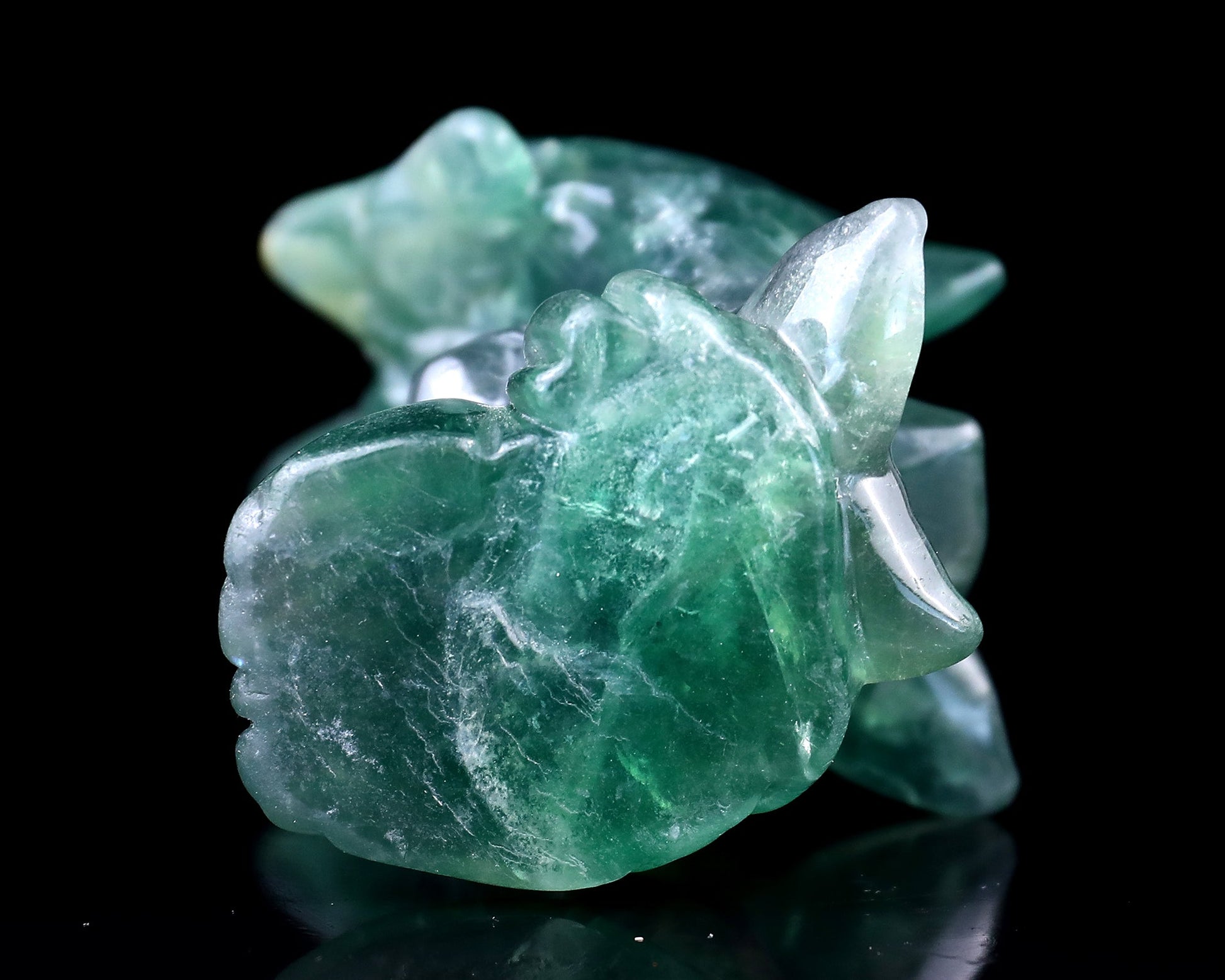 Nicedony 3.9" Fluorite Hand Carved Crystal Dolphins Sculpture - View 6