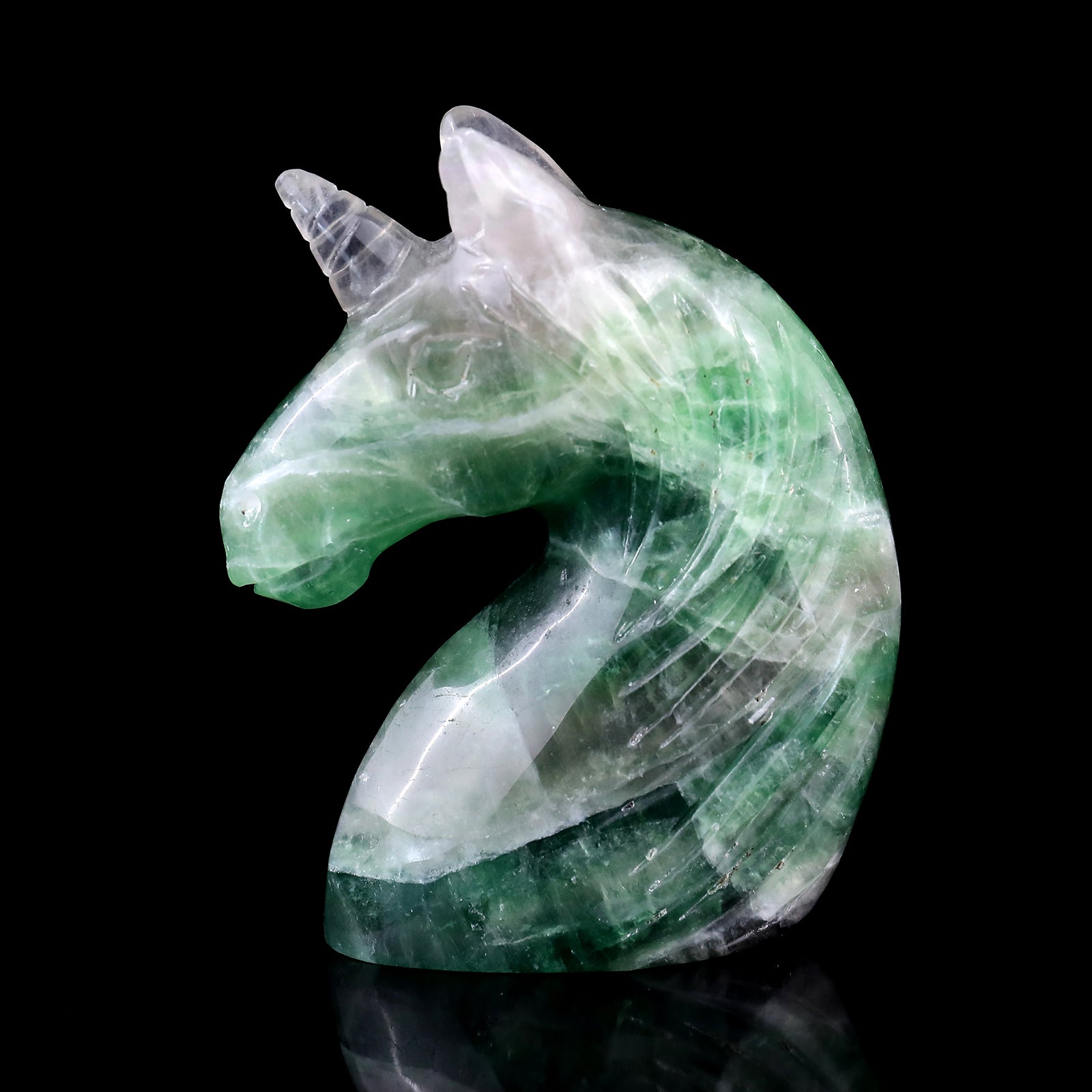 Nicedony 3.9" Fluorite Hand Carved Crystal Unicorn Sculpture - View 8