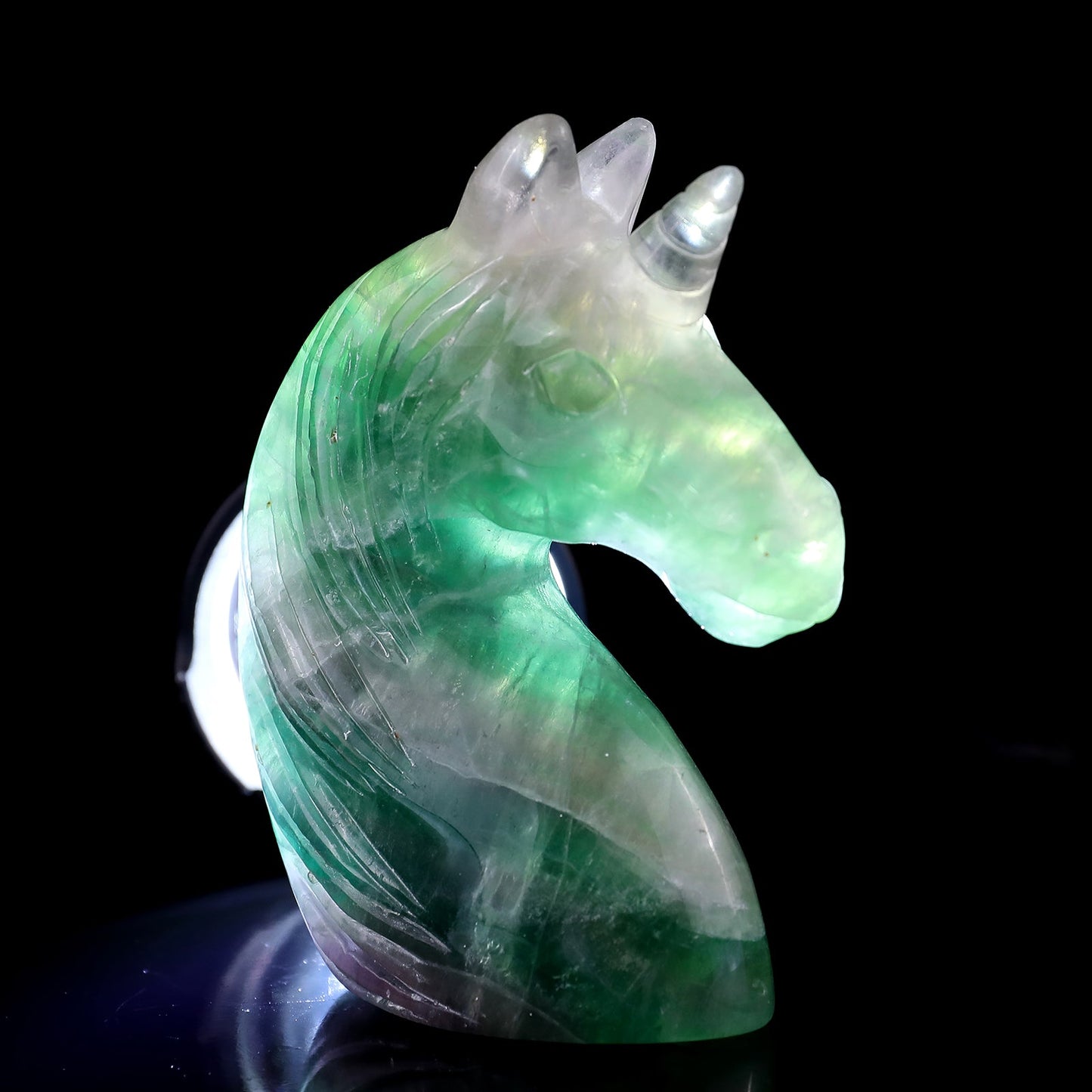 Nicedony 3.9" Fluorite Hand Carved Crystal Unicorn Sculpture