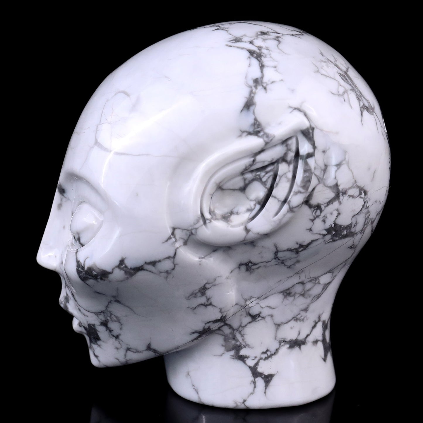 Nicedony 3.9" Howlite Hand Carved Crystal Elf Alien Sculpture - View 4