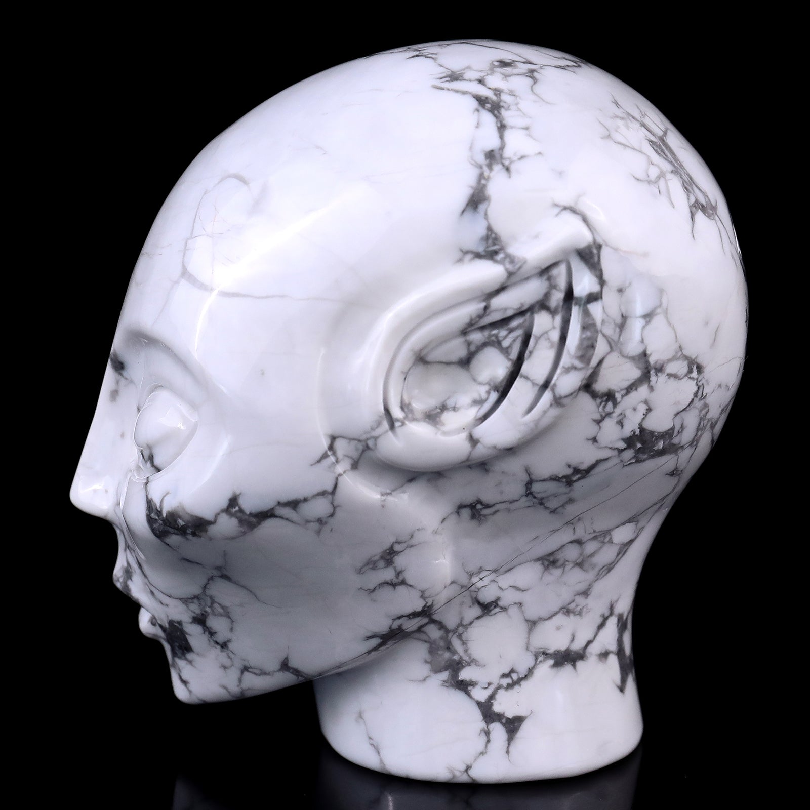 Nicedony 3.9" Howlite Hand Carved Crystal Elf Alien Sculpture - View 4