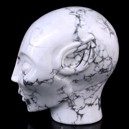 Nicedony 3.9" Howlite Hand Carved Crystal Elf Alien Sculpture - View 4