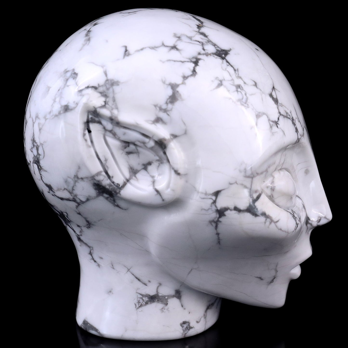 Nicedony 3.9" Howlite Hand Carved Crystal Elf Alien Sculpture - View 3