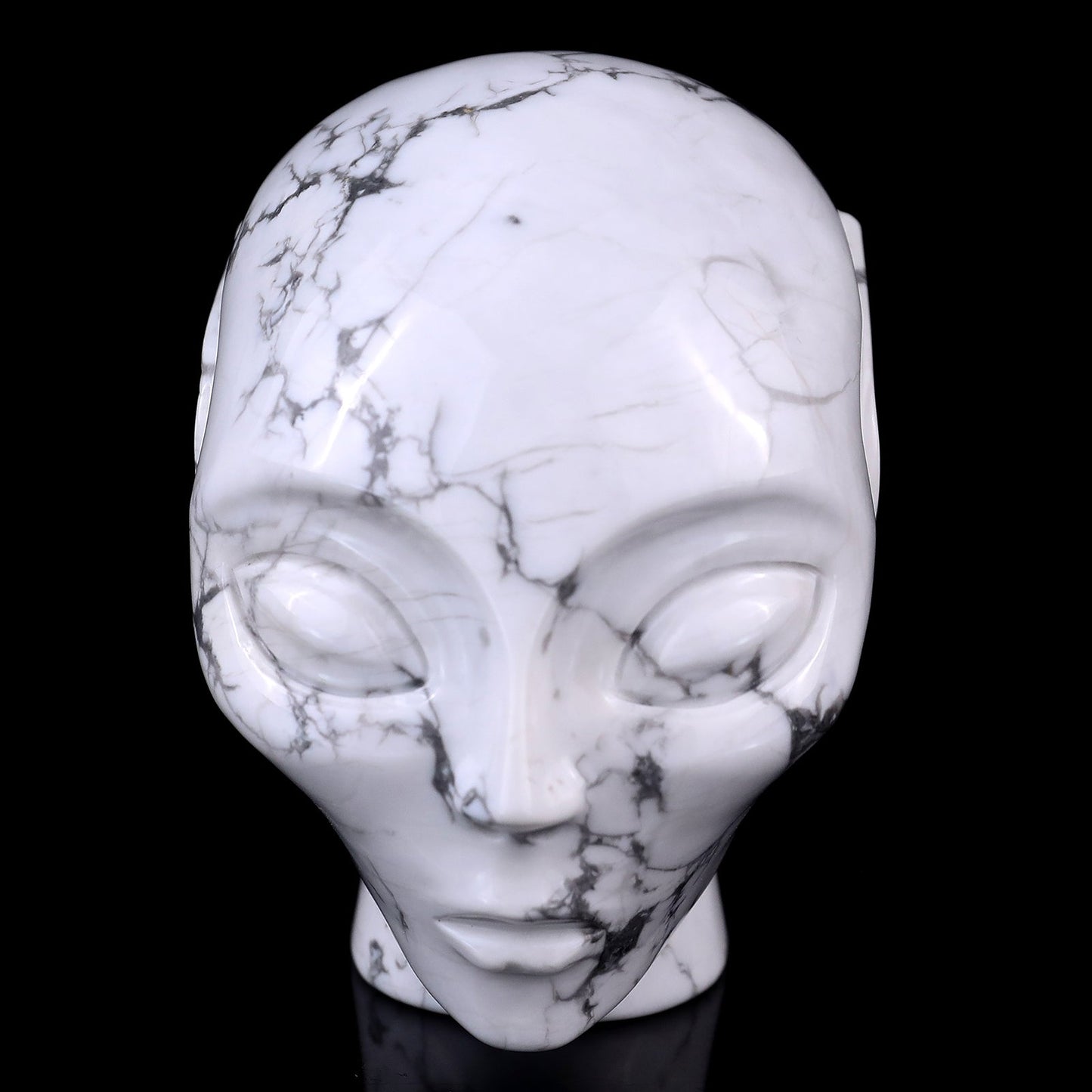 Nicedony 3.9" Howlite Hand Carved Crystal Elf Alien Sculpture - View 2