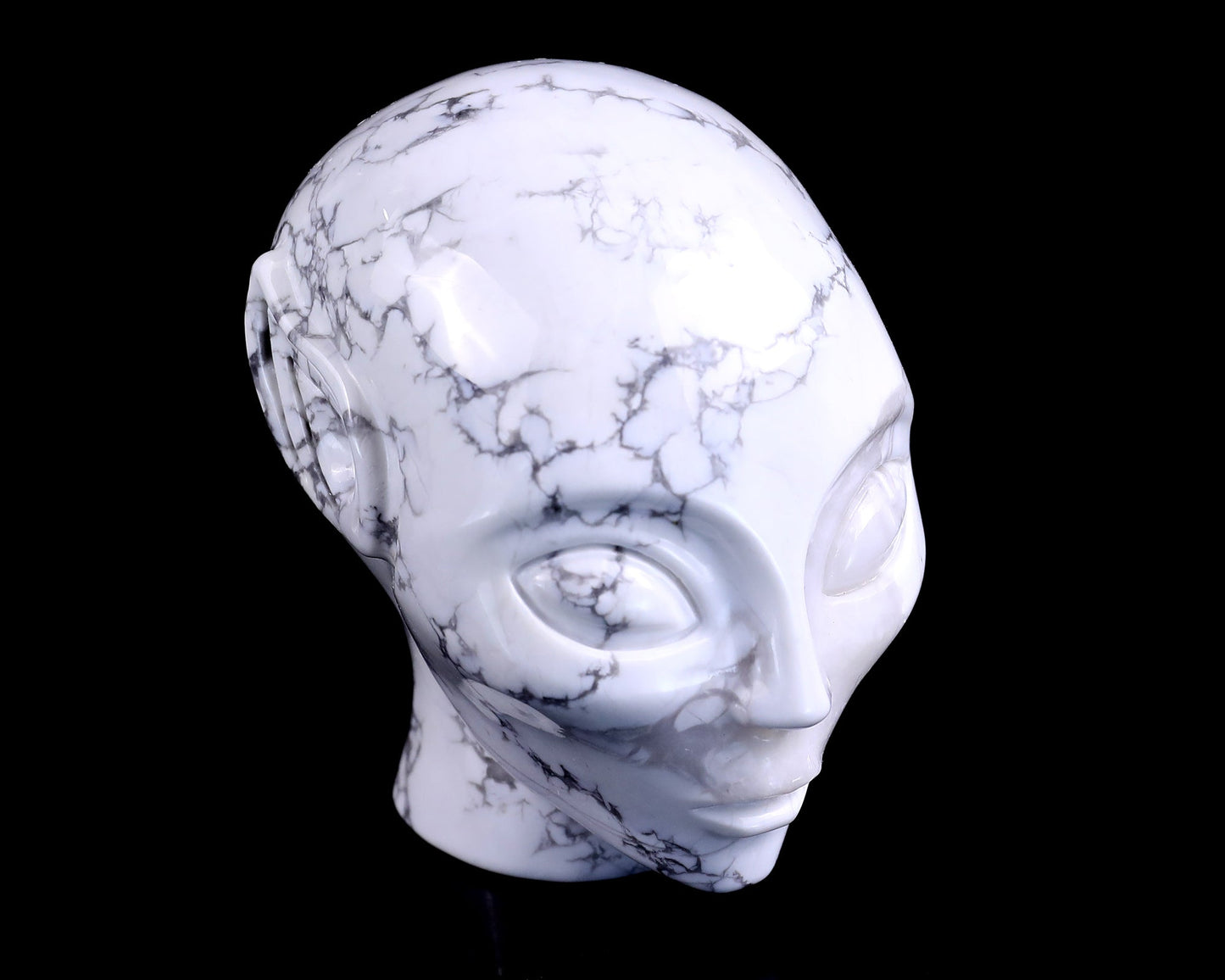 Nicedony 3.9" Howlite Hand Carved Crystal Elf Alien Sculpture