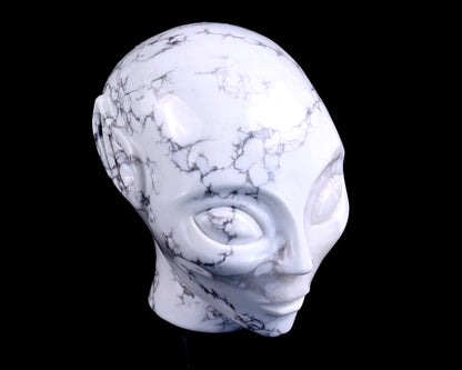 Nicedony 3.9" Howlite Hand Carved Crystal Elf Alien Sculpture
