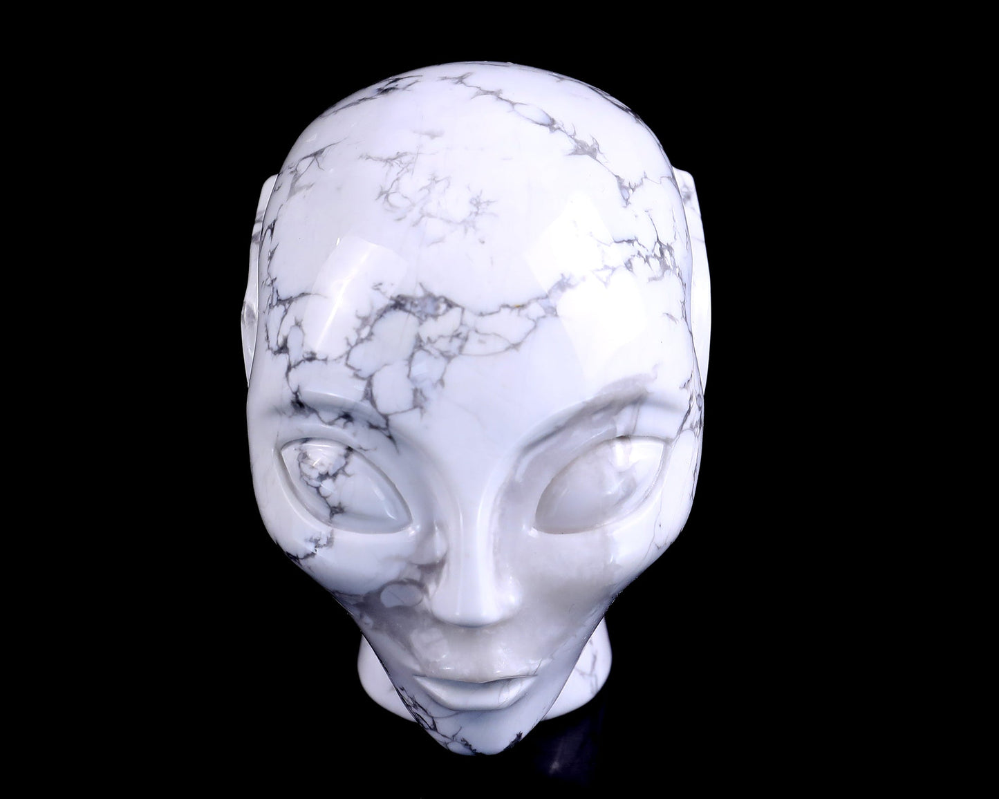 Nicedony 3.9" Howlite Hand Carved Crystal Elf Alien Sculpture - View 2