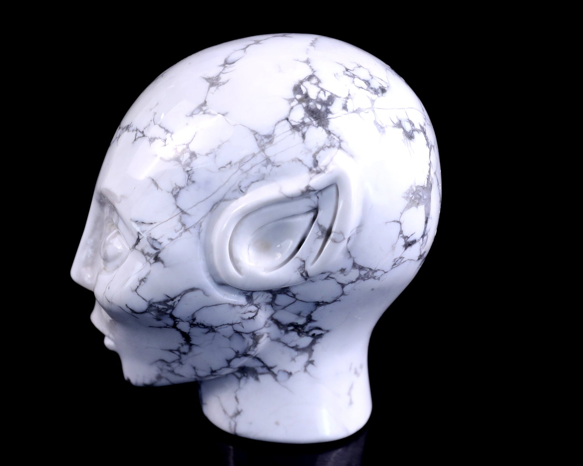 Nicedony 3.9" Howlite Hand Carved Crystal Elf Alien Sculpture - View 7