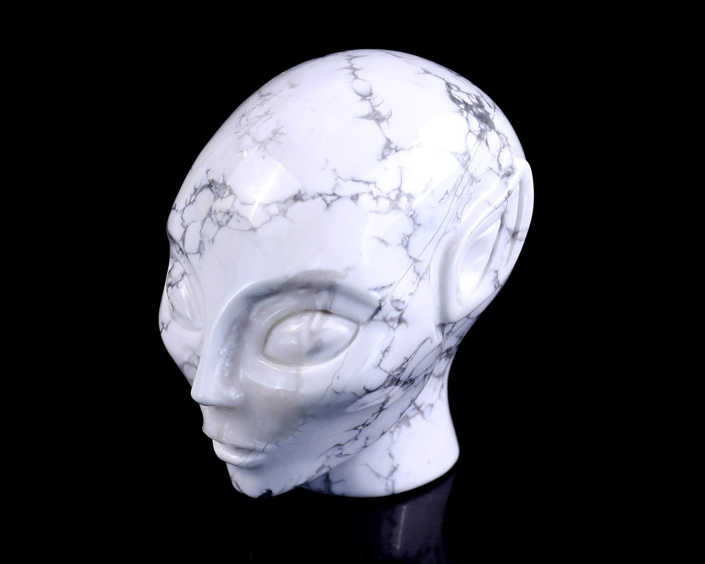 Nicedony 3.9" Howlite Hand Carved Crystal Elf Alien Sculpture - View 9