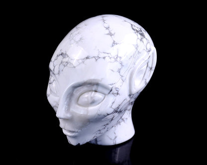 Nicedony 3.9" Howlite Hand Carved Crystal Elf Alien Sculpture - View 9