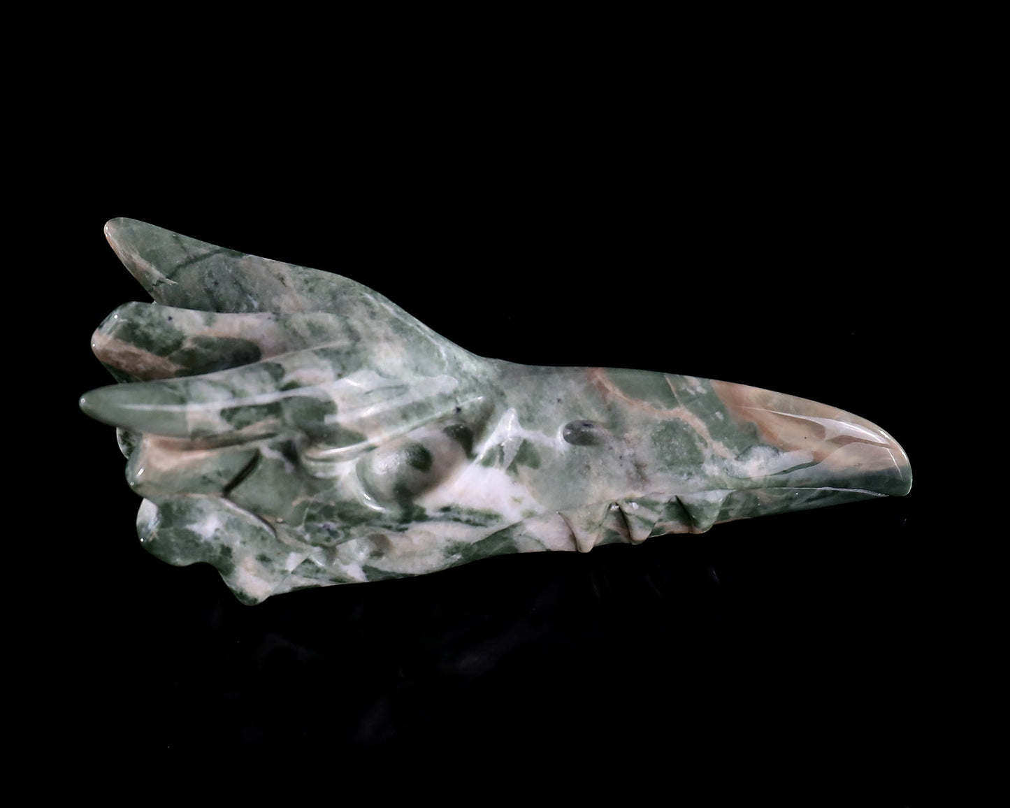 Nicedony 3.9" Jiulong Jade Hand Carved Phoenix Skull Sculpture - View 5