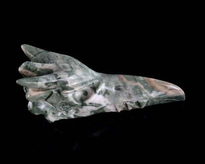 Nicedony 3.9" Jiulong Jade Hand Carved Phoenix Skull Sculpture - View 5