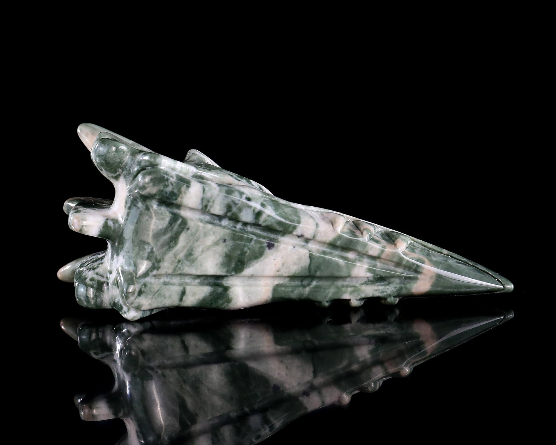 Nicedony 3.9" Jiulong Jade Hand Carved Phoenix Skull Sculpture - View 7