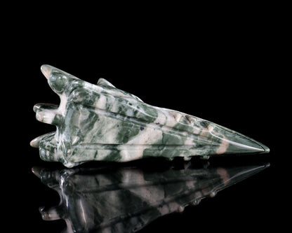 Nicedony 3.9" Jiulong Jade Hand Carved Phoenix Skull Sculpture - View 7