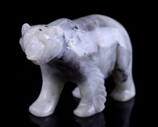 Nicedony 3.9" Labradorite Hand Carved Crystal Polar Bear Sculpture