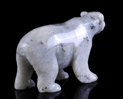 Nicedony 3.9" Labradorite Hand Carved Crystal Polar Bear Sculpture - View 5