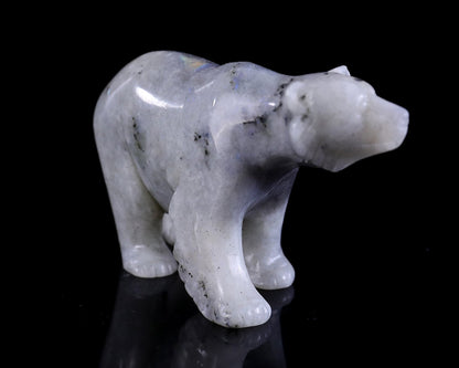 Nicedony 3.9" Labradorite Hand Carved Crystal Polar Bear Sculpture - View 8