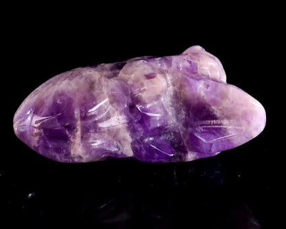 Nicedony 3.9” Amethyst Hand Carved Elongated Mayan Alien Skull - View 20