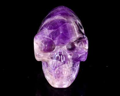 Nicedony 3.9” Amethyst Hand Carved Elongated Mayan Alien Skull - View 12