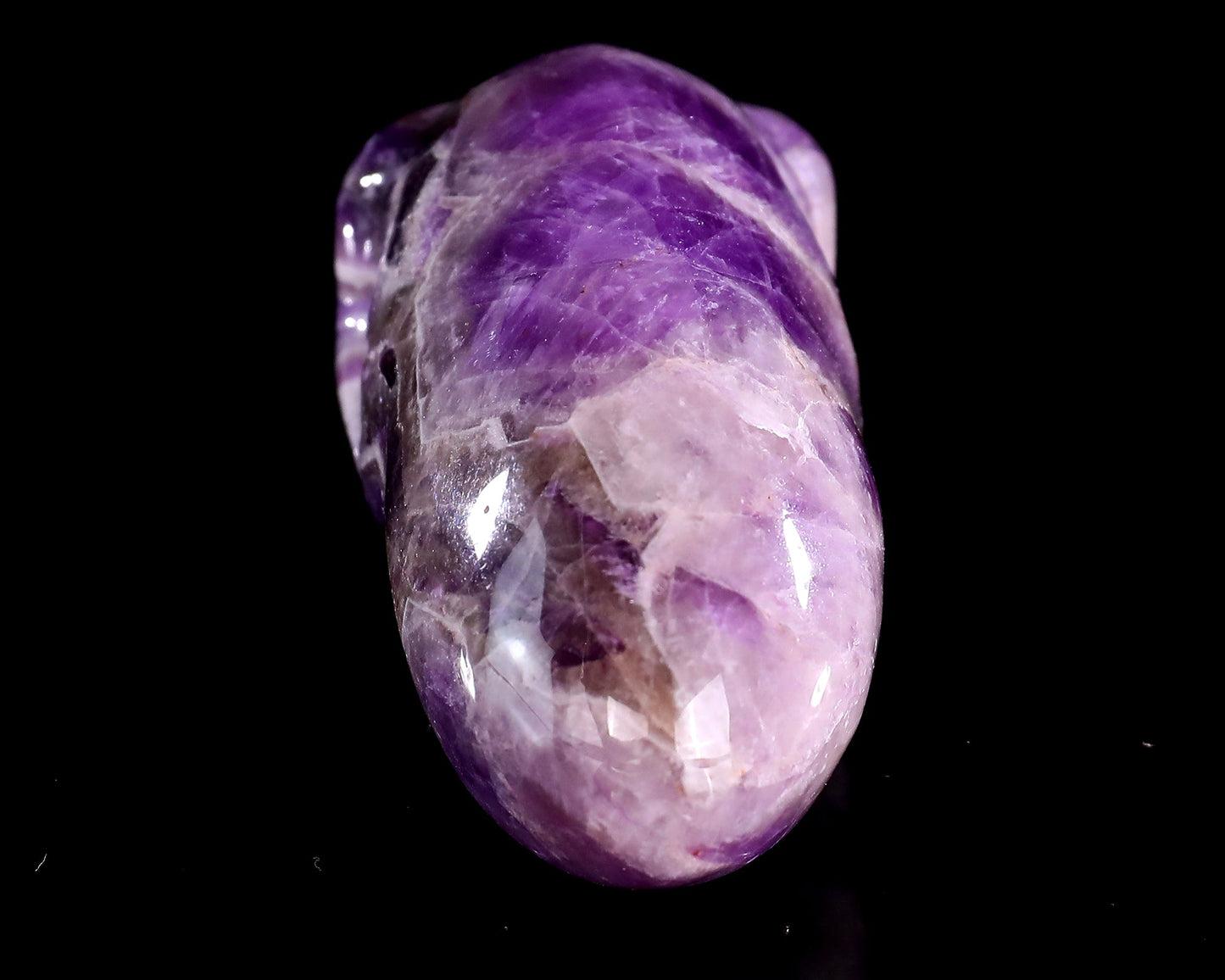 Nicedony 3.9” Amethyst Hand Carved Elongated Mayan Alien Skull - View 16