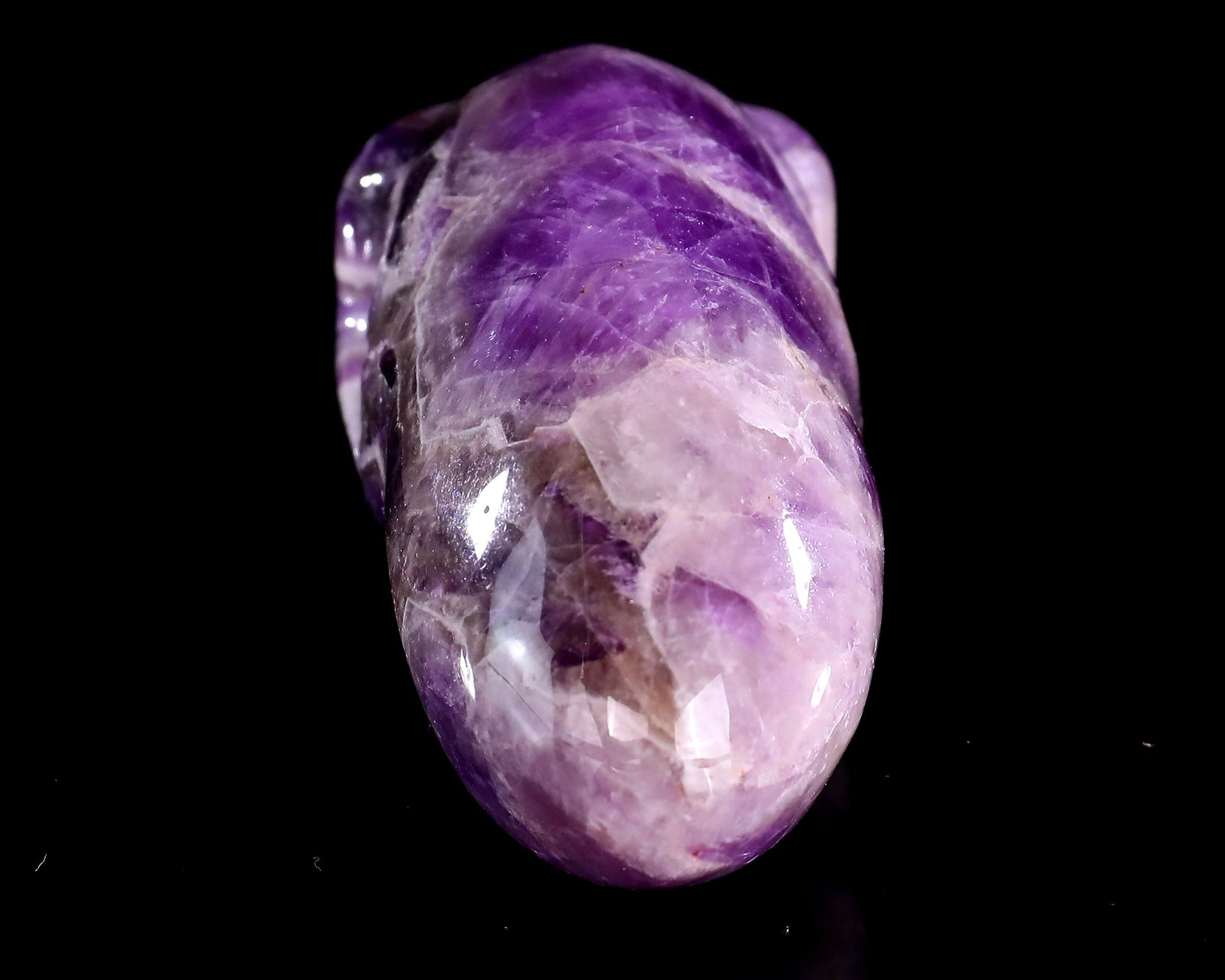 Nicedony 3.9” Amethyst Hand Carved Elongated Mayan Alien Skull - View 16