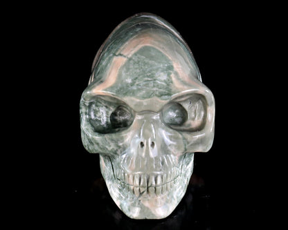 Nicedony 3.9” Jiulong Jade Hand Carved Elongated Mayan Alien Skull - #3100886